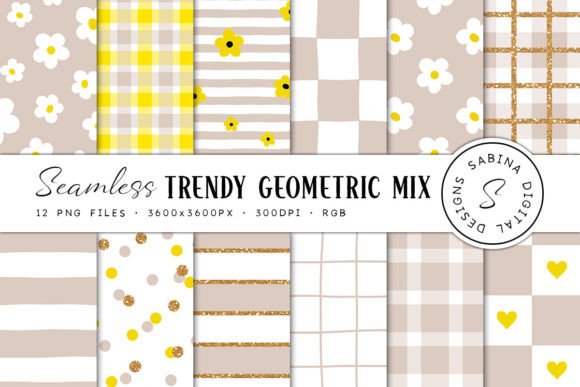 Beige Yellow Trendy Geometric Patterns: A Versatile Design Resource for Creative Projects
