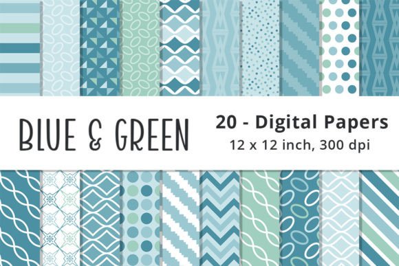 Blue and Green Digital Paper Patterns: A Creative Resource for Designers and Crafters