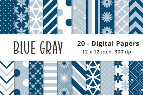 Blue Gray Digital Paper Patterns: A Versatile Resource for Creative Designers