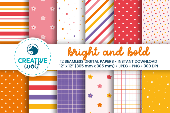Bright and Bold Seamless Patterns Set