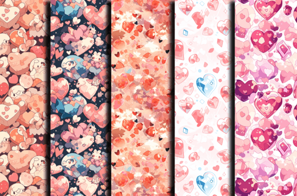 Cartoon Love Hearts Patterns Bundle: A Creative Resource for Design Enthusiasts
