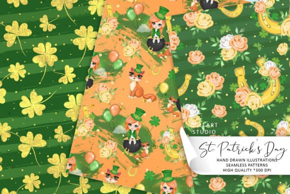 Cute St. Patrick's Day Seamless Patterns and Hand Drawn Papers for Creative Projects
