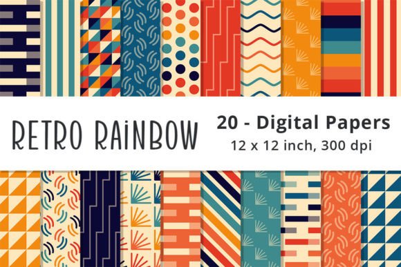 Discover the Beauty of Retro Rainbow Digital Paper Patterns