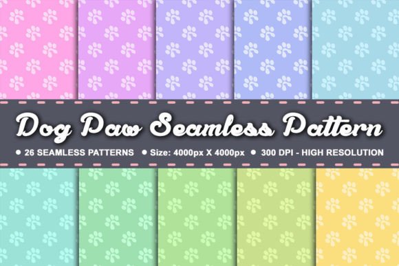 Dog Paw Seamless Patterns Bundle