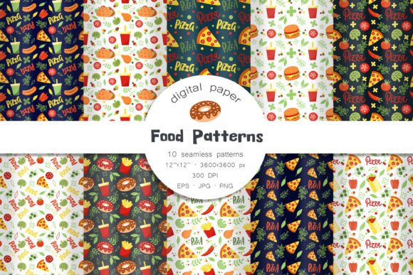 Food Patterns. Fast Food Background