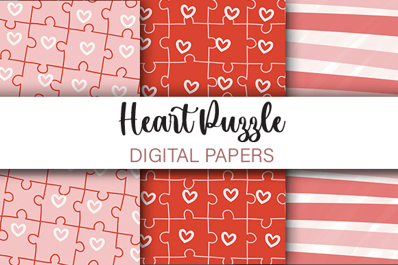Hearts Patterns Valentine Digital Papers