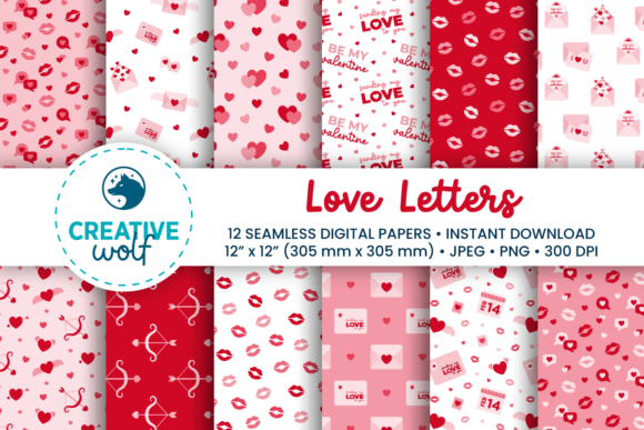 Love Letters Valentine Seamless Patterns