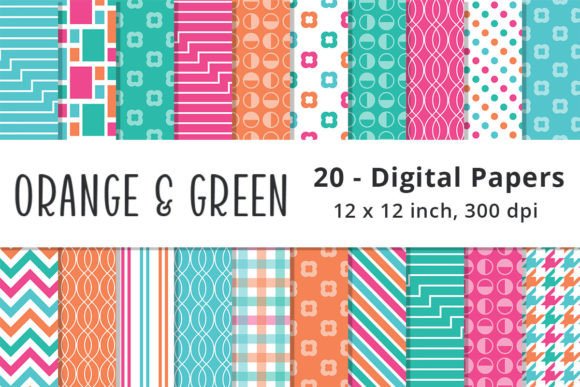 Pink, Orange, Green, and Blue Patterns for Creative Projects