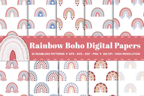 Rainbow Boho Digital Seamless Patterns: A Creative Resource for Designers and Enthusiasts