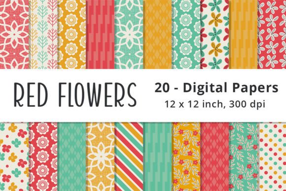 Red, Green and Yellow Flower Patterns