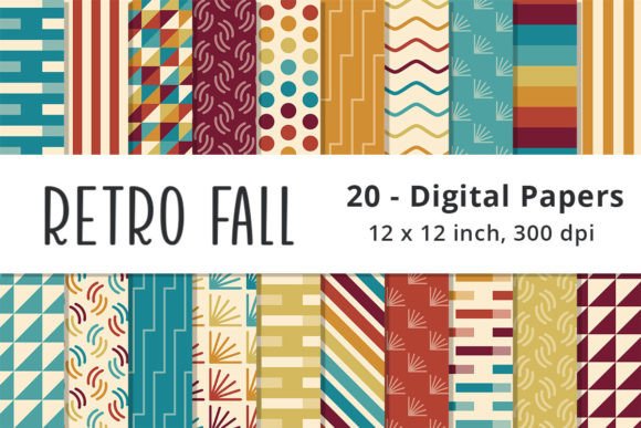 Retro Fall Colors Digital Paper Patterns: A Versatile Resource for Autumn and Vintage Projects