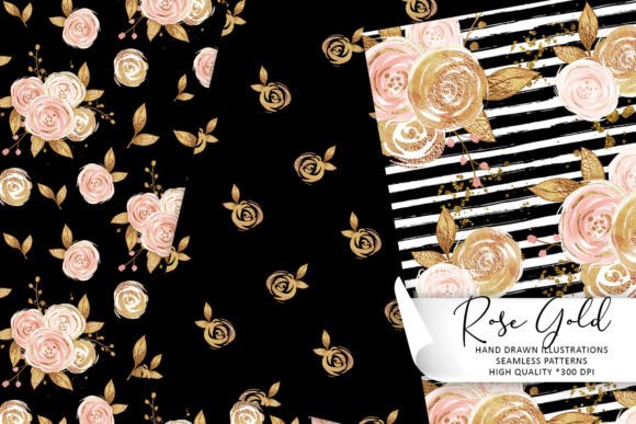 Rose Gold Seamless Patterns, Roses Paper