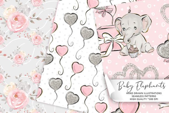 Seamless Baby Elephant Art for Creative Projects