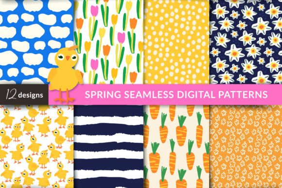Spring Seamless Digital Patterns Set: A Versatile Design Resource for Spring-Themed Projects