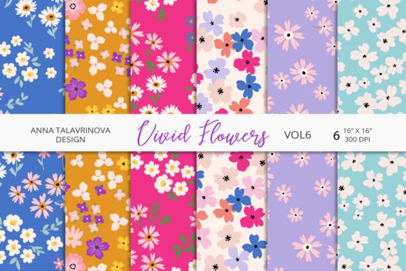 Vivid Flowers Seamless Patterns Vol6