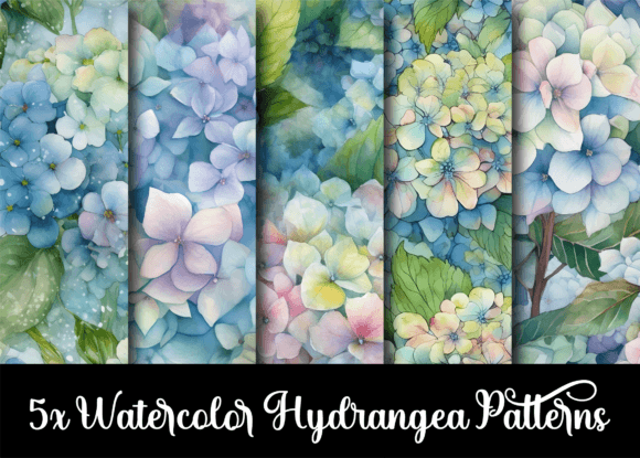 Watercolor Hydrangea Flower Patterns