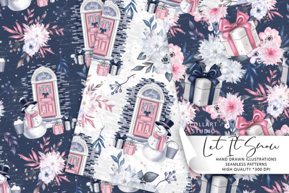 Winter Seamless Patterns and Snow Papers for Creative Projects